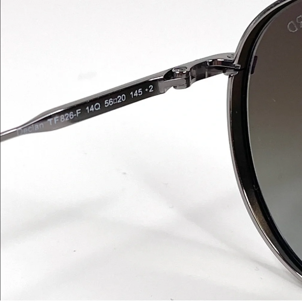 TOM FORD Declan Sunglasses Shiny Light Ruthenium / Green FT0826-F Made in Italy